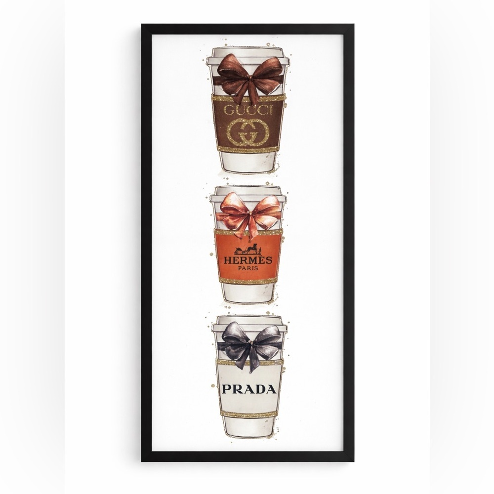 Luxury Inspired Coffee Bar Wall Art Designer Style 20x10 Framed